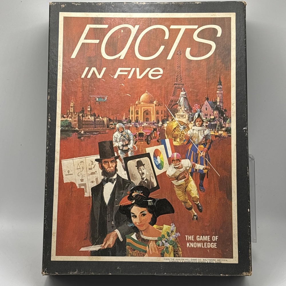 Facts in Five by Avalon Hill 1976 Vintage Bookshelf Trivia‎ Board Game Leisure